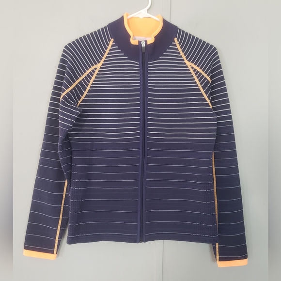 Annika by Cutter & Buck Stripe Moisture Wicking Drytec Technical Zip Sweater - Picture 4 of 12